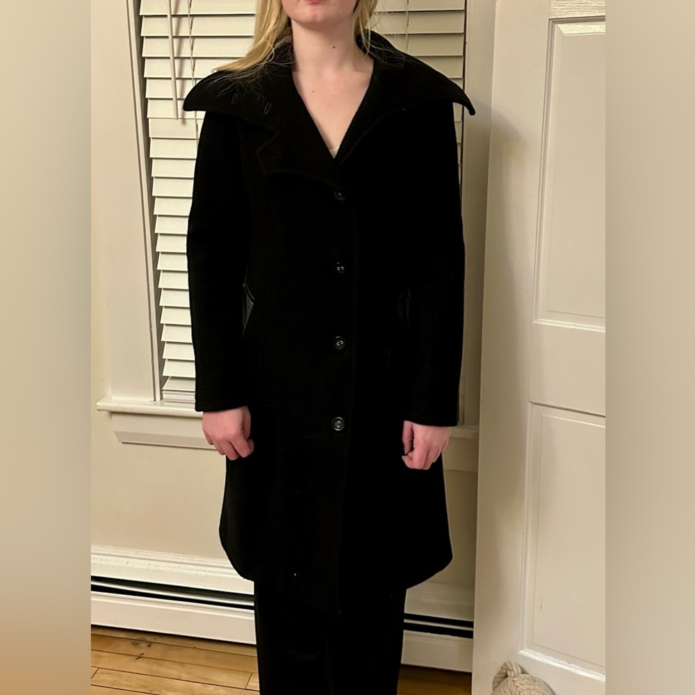 Calvin Klein size 6 wool peacoat with leather trim.